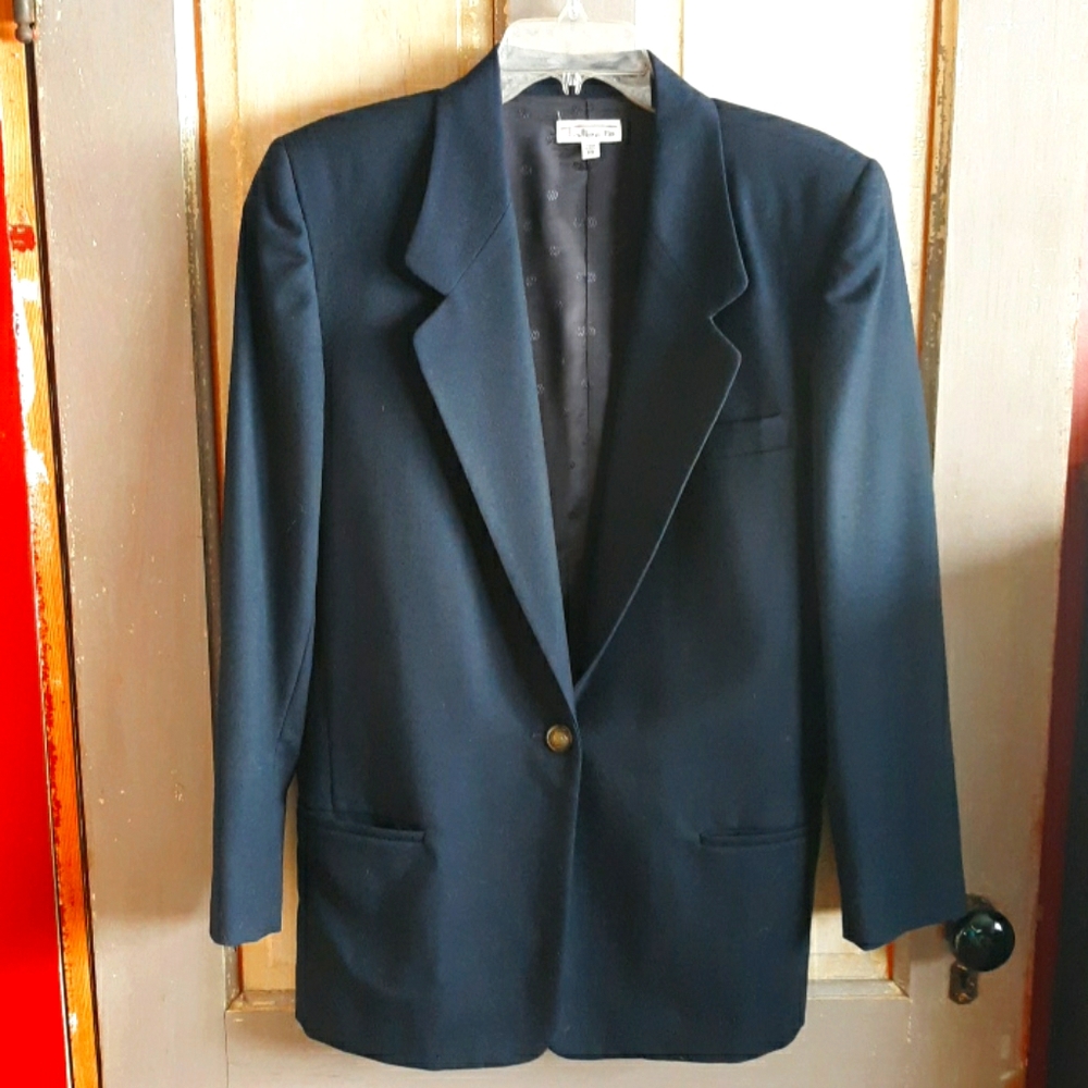 Talbots Blazer Navy Blue Wool - image 1